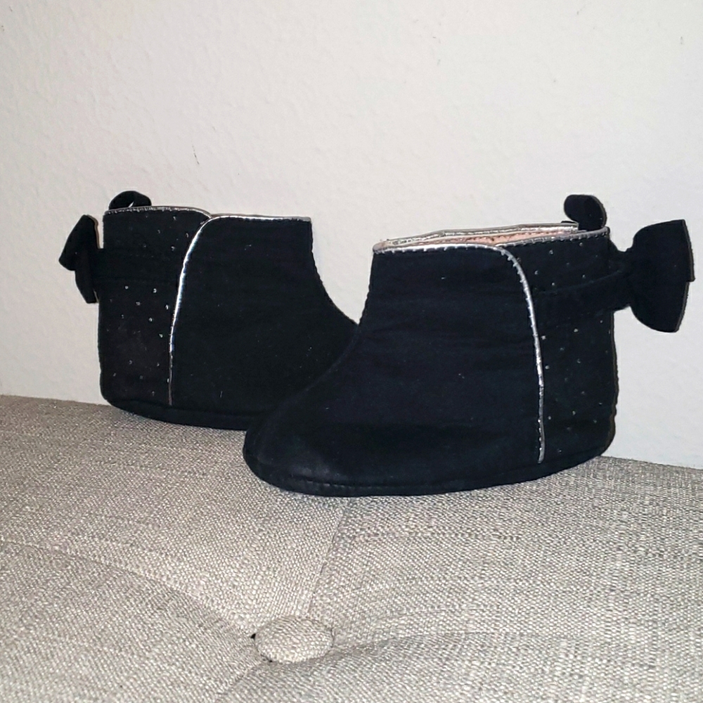 Black Boots w/ sparkles & bows-Infant Girl 6-9 mth